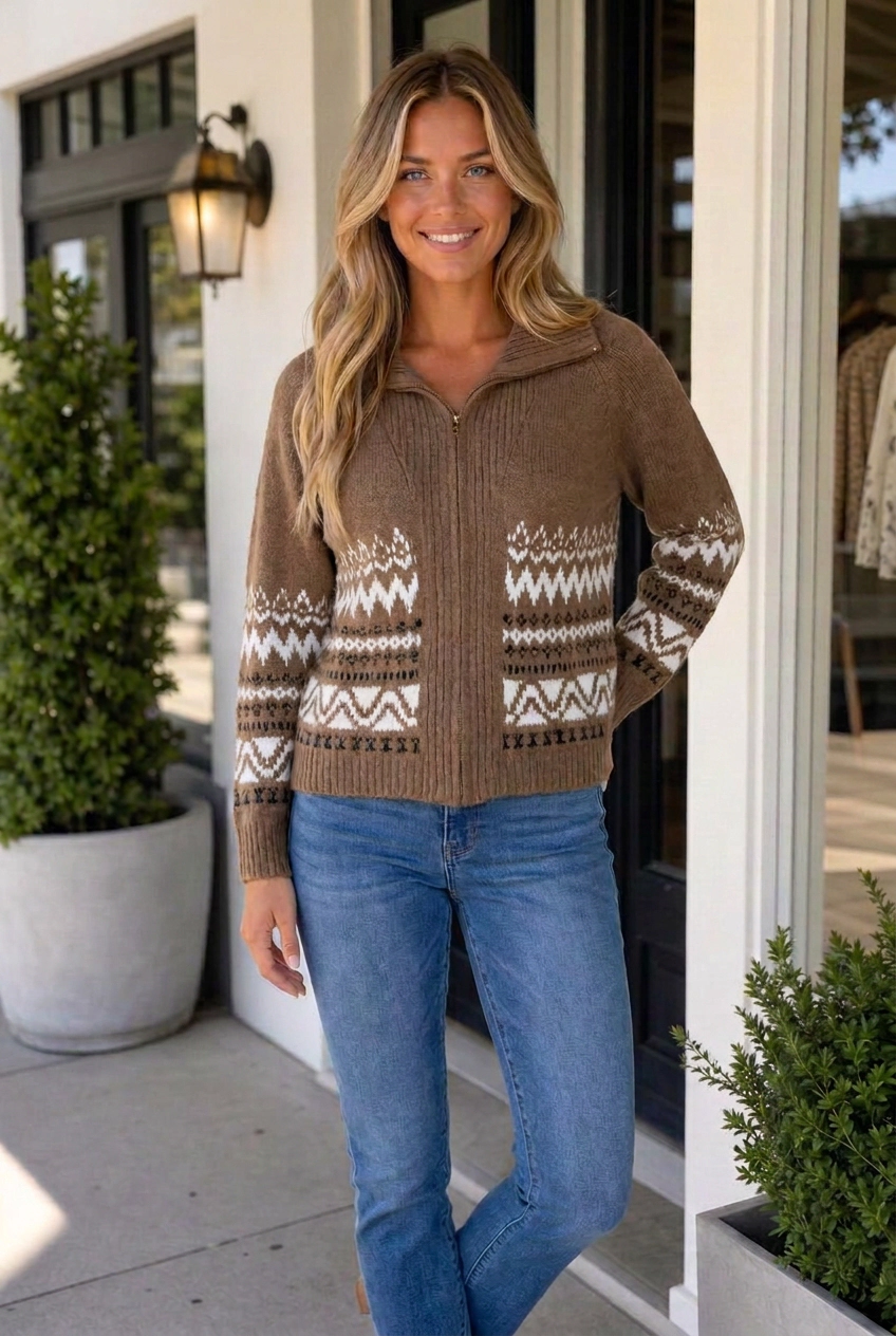 Threaded Pear Women's Shannyn Zip Up Cardigan
