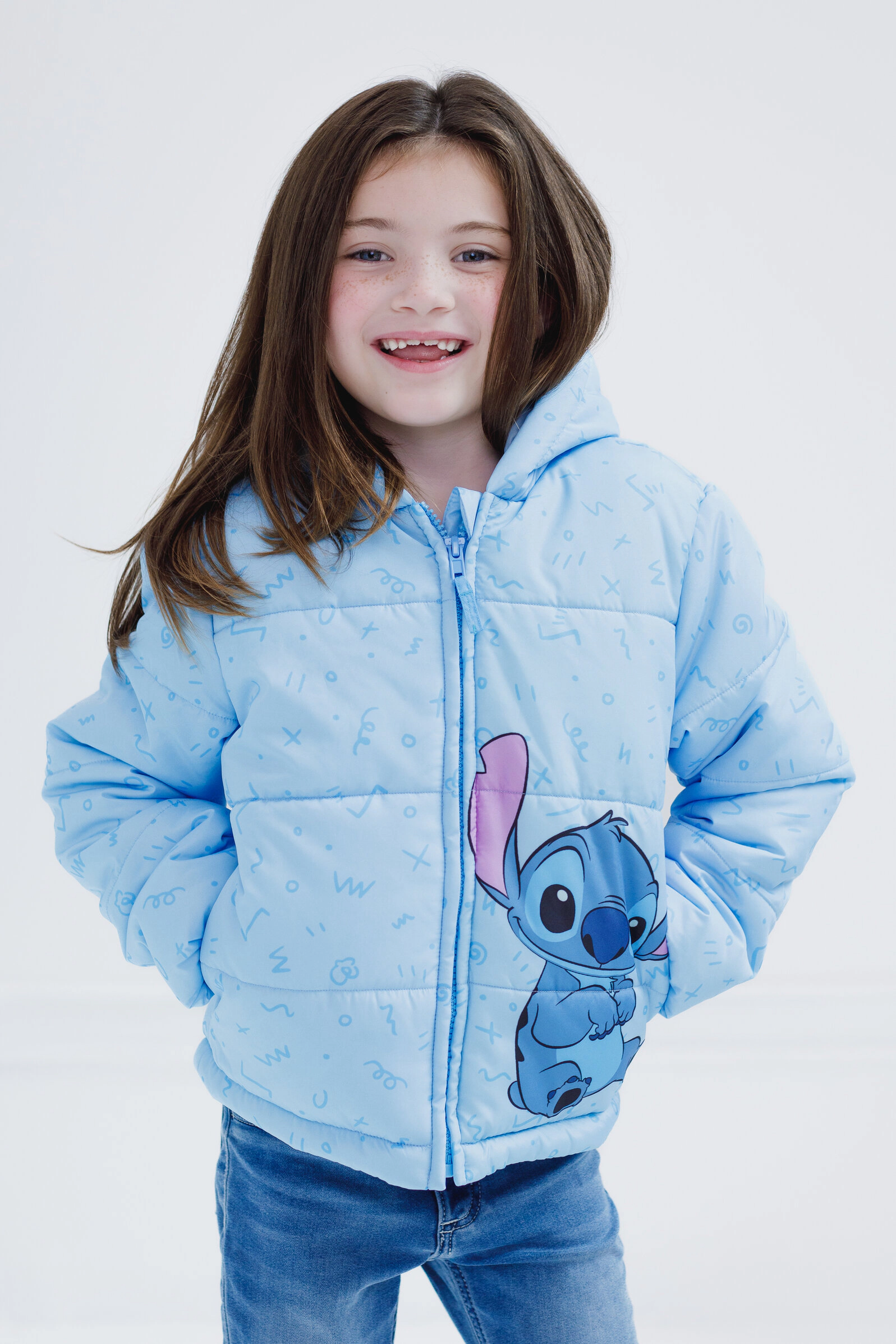 Disney Lilo & Stitch Girls' Hooded Puffer Jacket