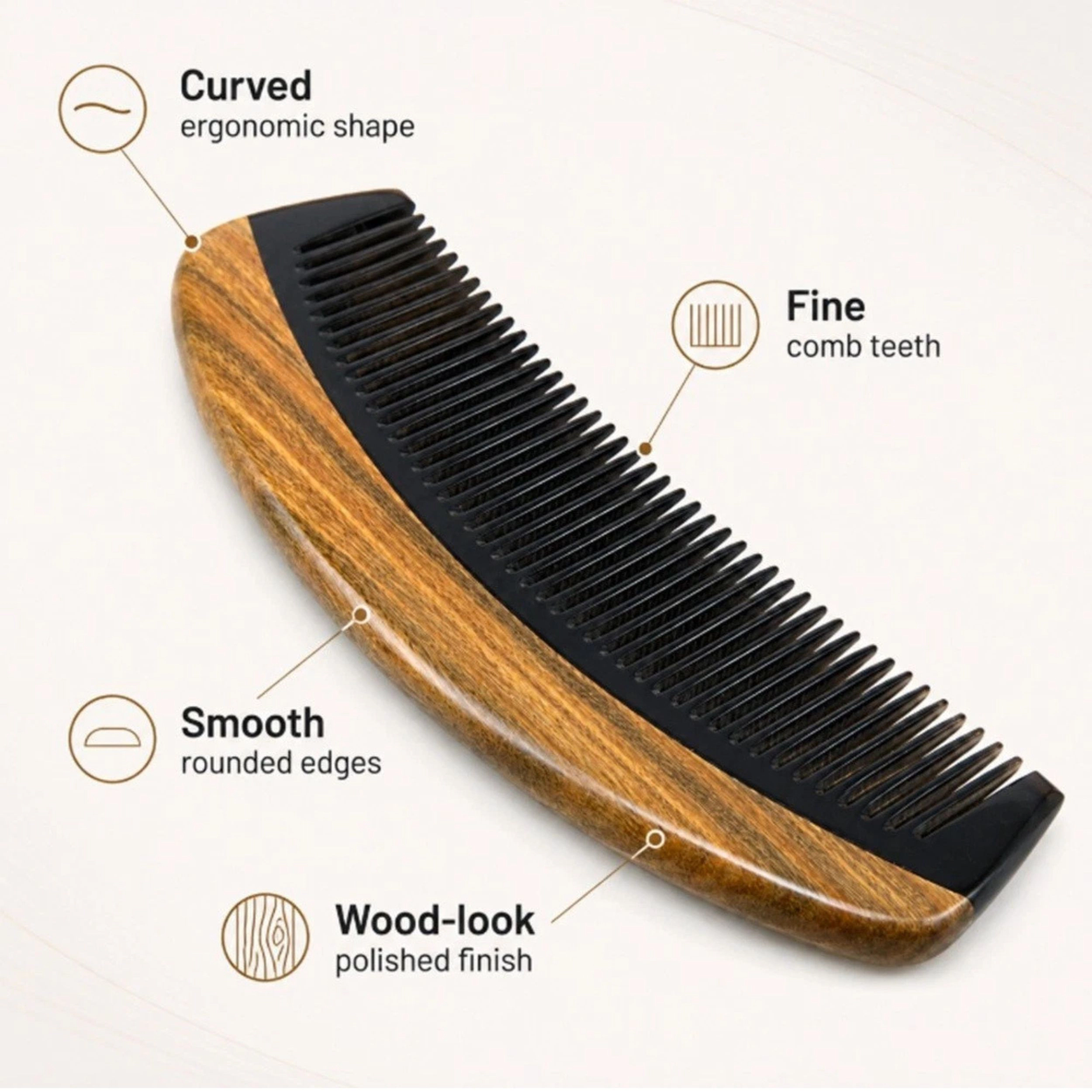 Home Collection Handmade Sandalwood Hair Comb Anti-Static Beard Pocket Comb