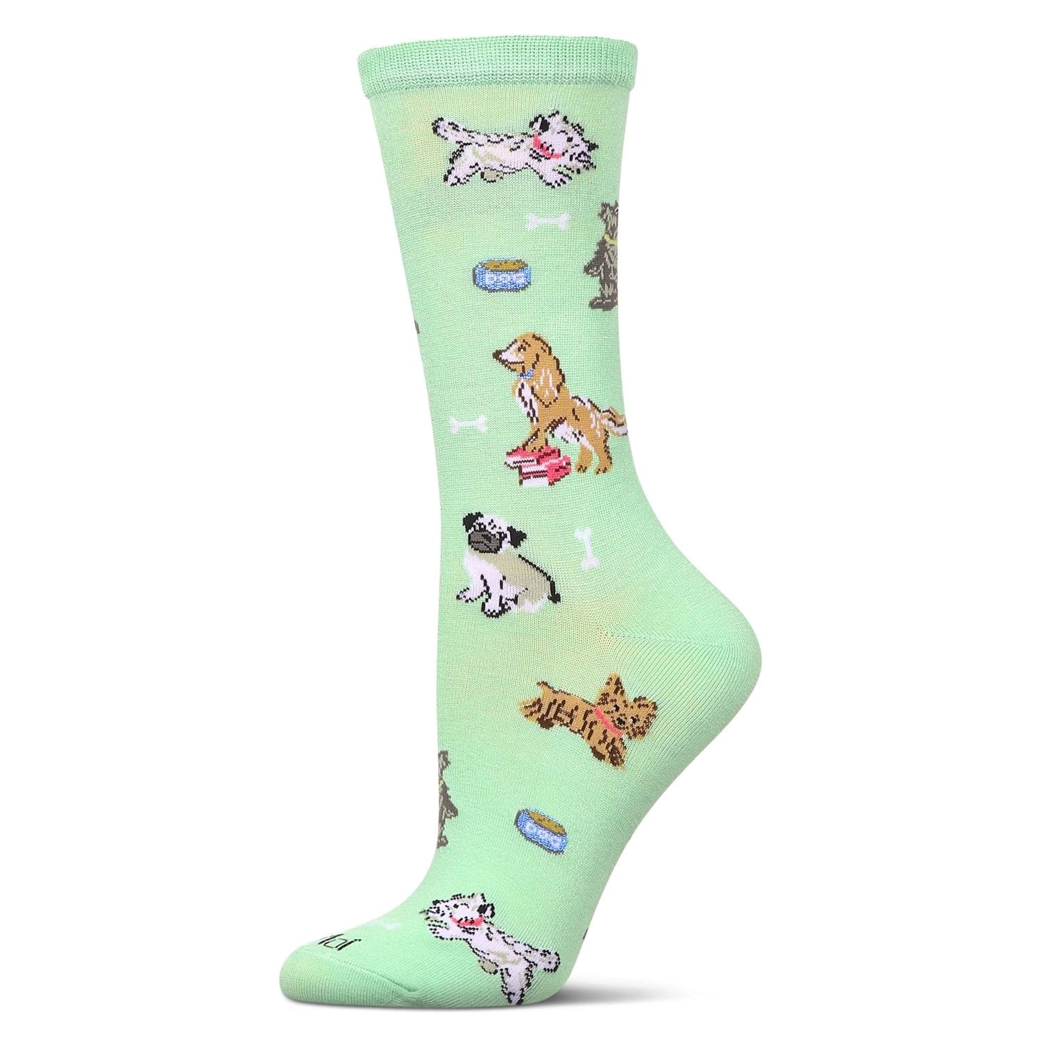 MeMoi Women's Dogs Rayon From Bamboo Crew Socks