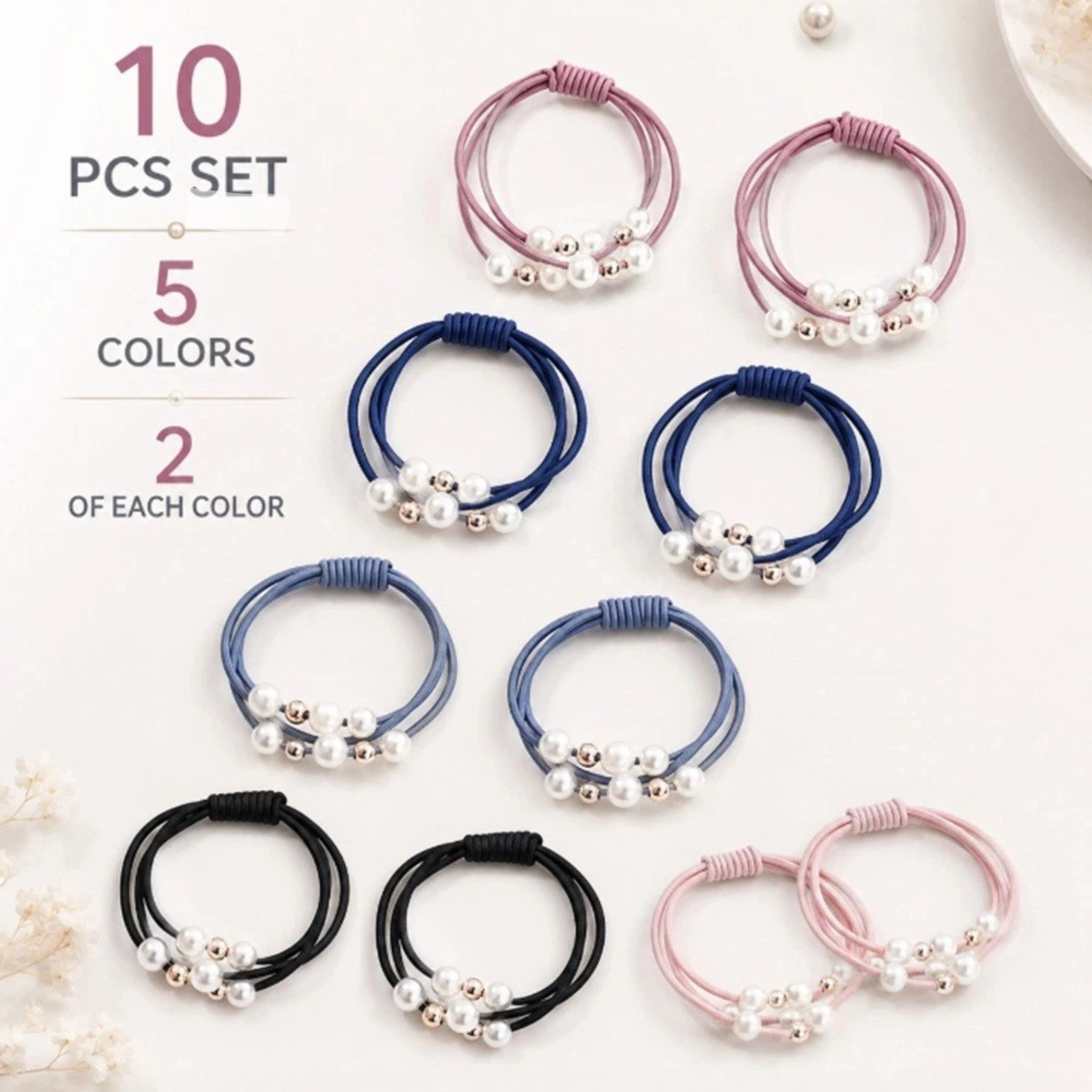 Home Collection Women Pack of 10 Thick Seamless Elastic Hair Ties Ponytail Holders