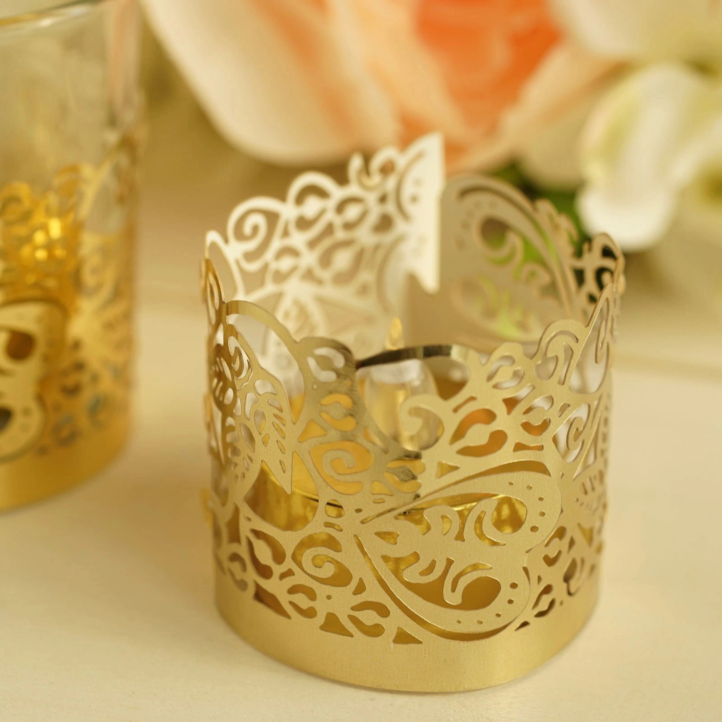 Home Collection Pack of 20 Laser Cut Votive Candle Holder Wraps