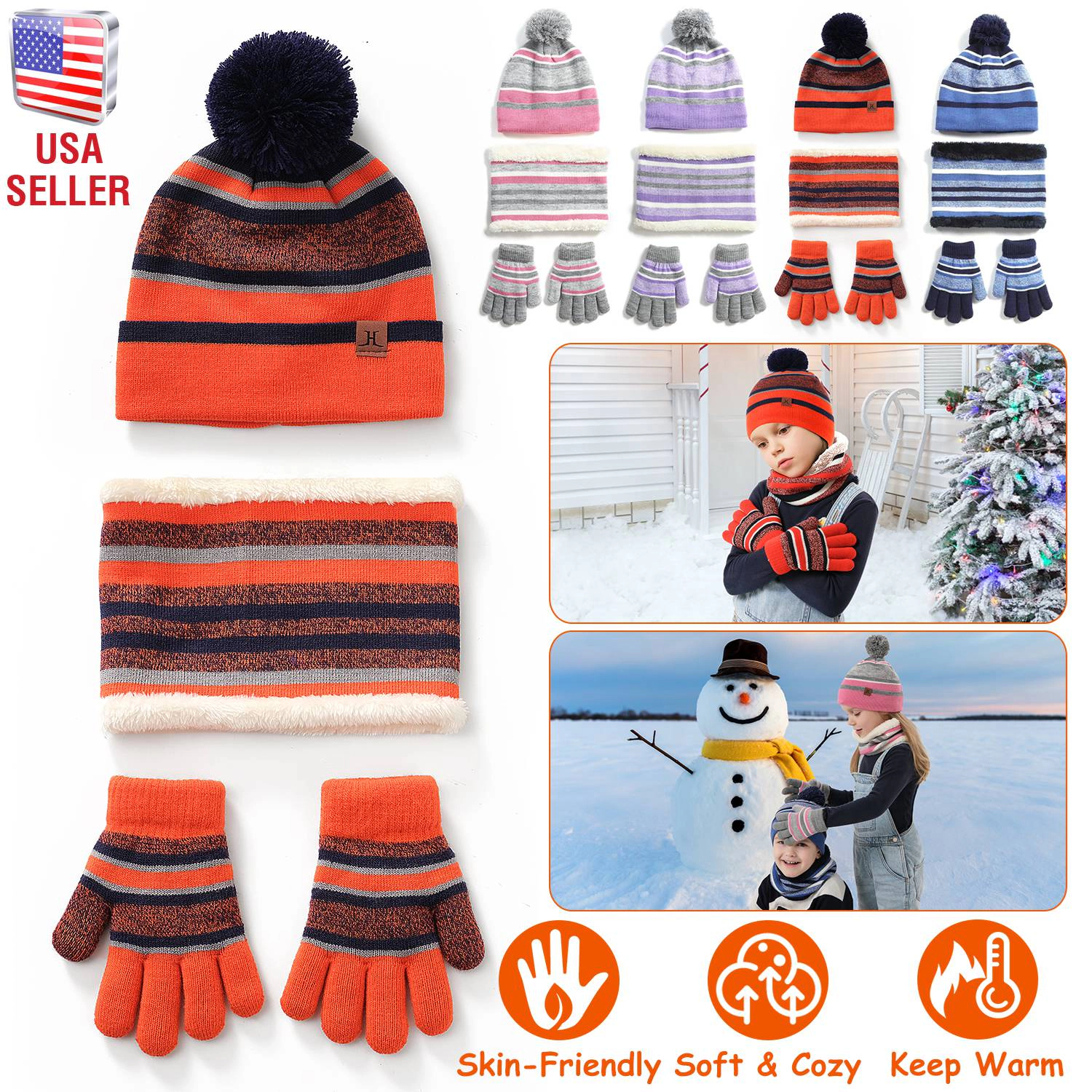 GBruno Fleece-Lined Hat Scarf Gloves Set