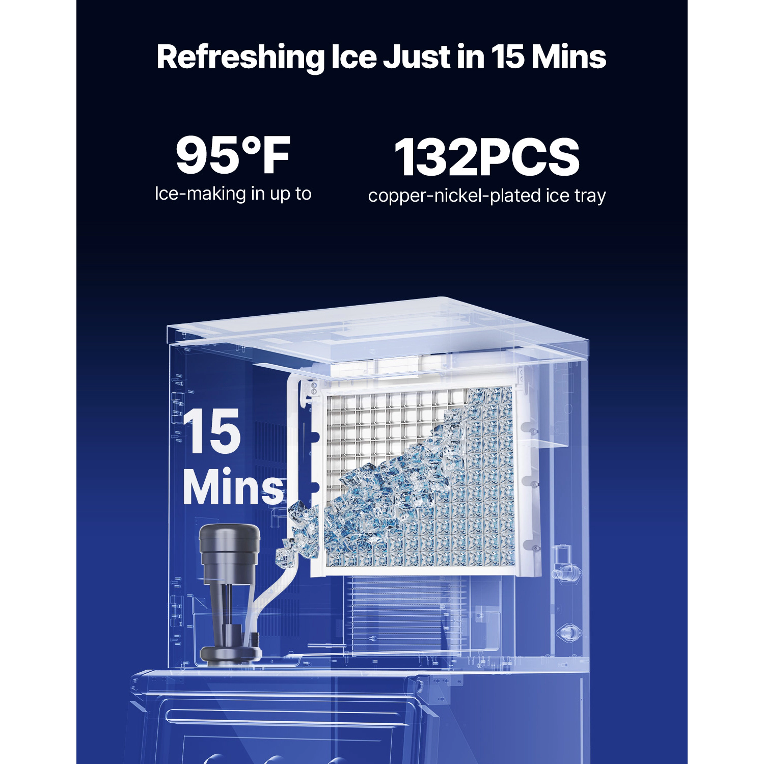 HONGGE Commercial Ice Maker Machine - Head /Day Stainless Steel Ice Machine with Scheduled Ice-Making Self-Cleaning