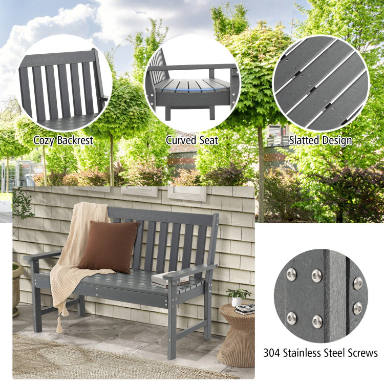 Hivvago 52 Inch All-Weather Hdpe Outdoor Bench With Backrest And Armrests