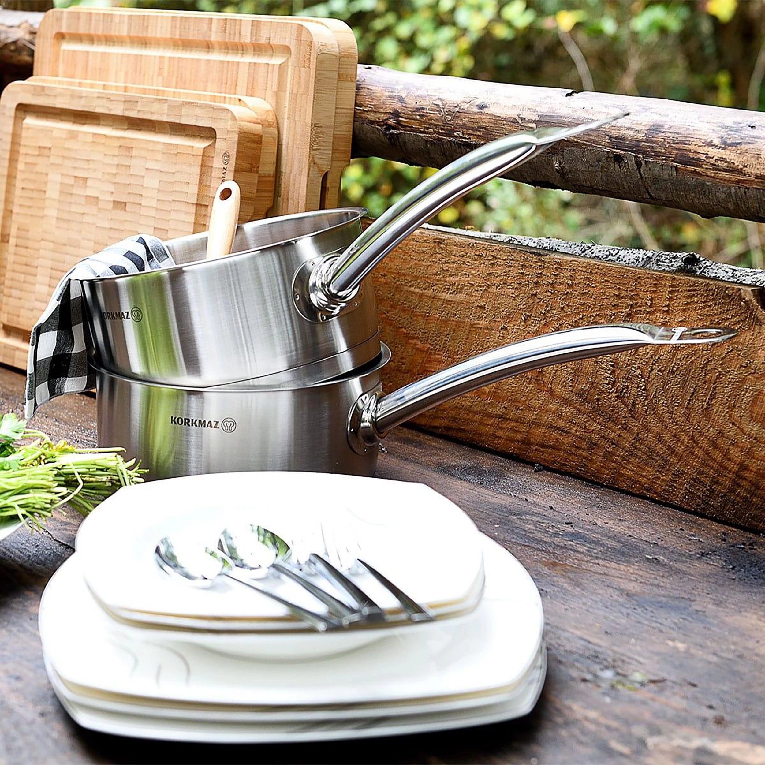 Korkmaz Gastro Proline 7.3 Liter Stainless Steel Saucepan in Silver