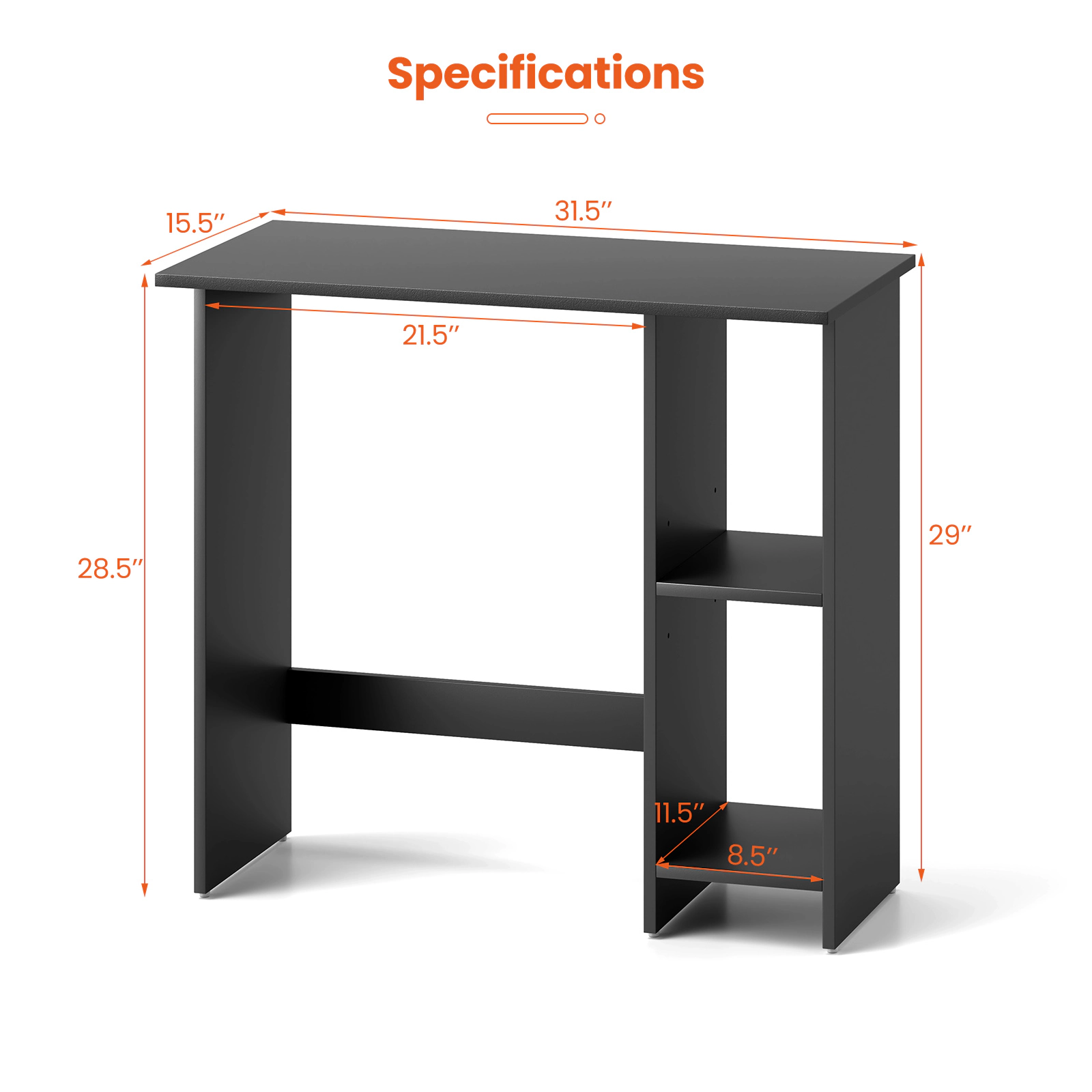 LJG Small Computer Desk with Storage and Adjustable Shelf