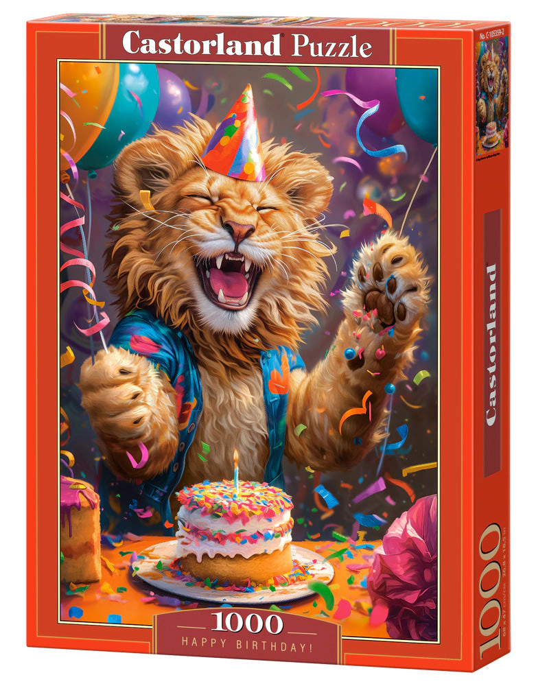 CASTORLAND 1000 Piece Jigsaw Puzzles, Happy Birthday!, Joyful lion, Party scene, C-105359-2