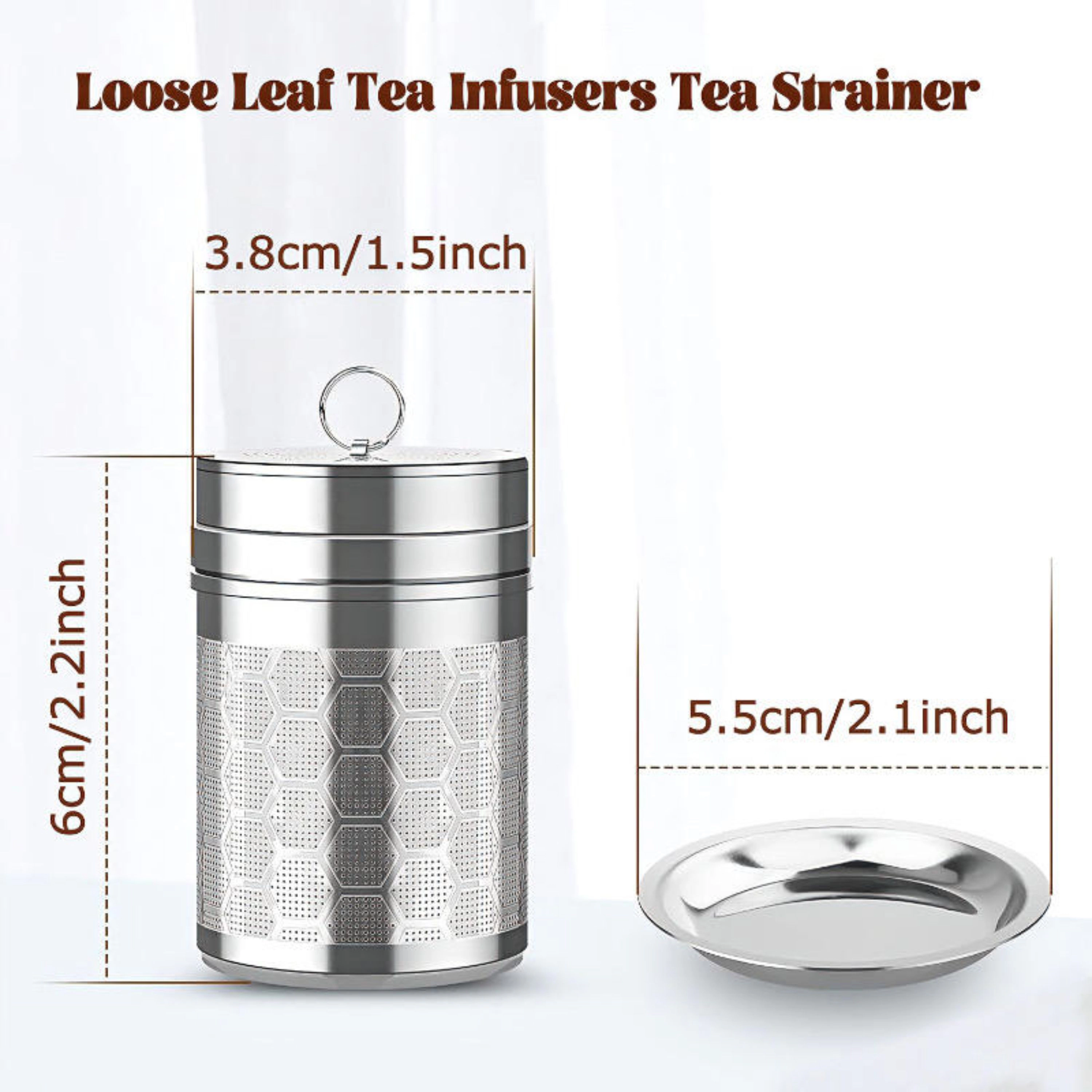 Kitcheniva Stainless Steel Fine Mesh Tea Infuser With Chain & Drip Tray