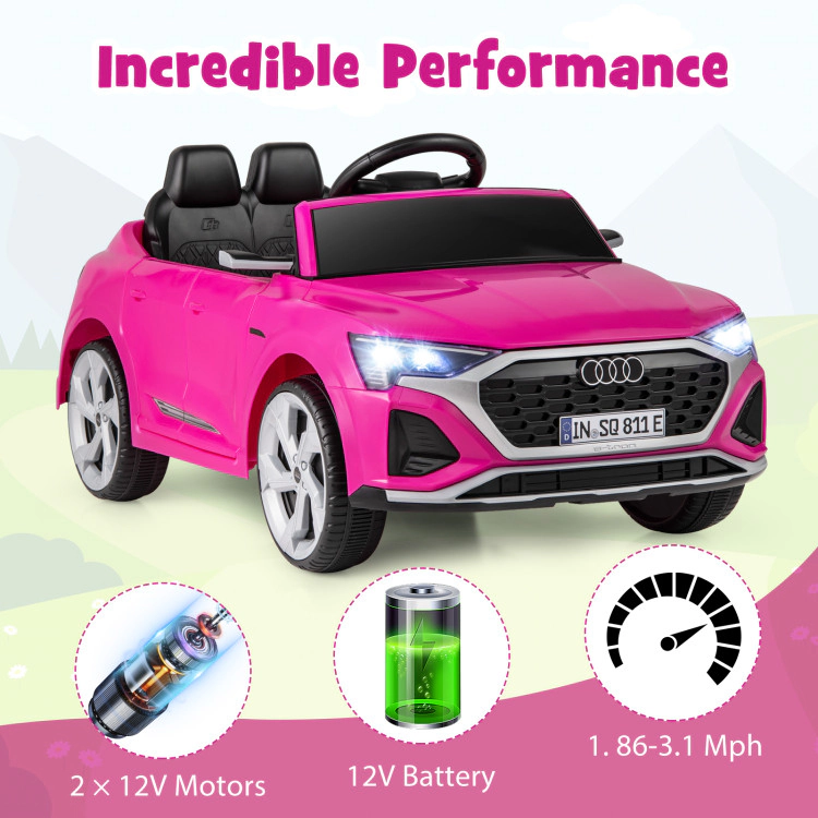 Hivvago 12V Kids Ride on Car Licensed Audi SQ8 with Remote Control and 3 Speeds-Pink