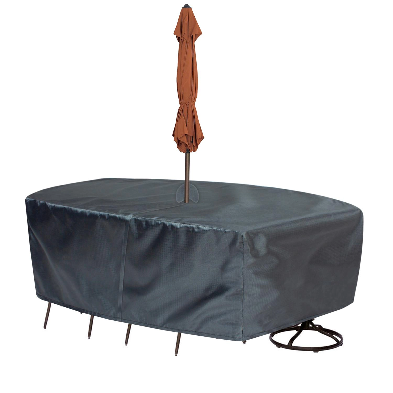 Summerset Shield Mercury Cover Fits Oval/Rectangle Table & Chairs Elastic Closure & Spring Cinch Lock Small