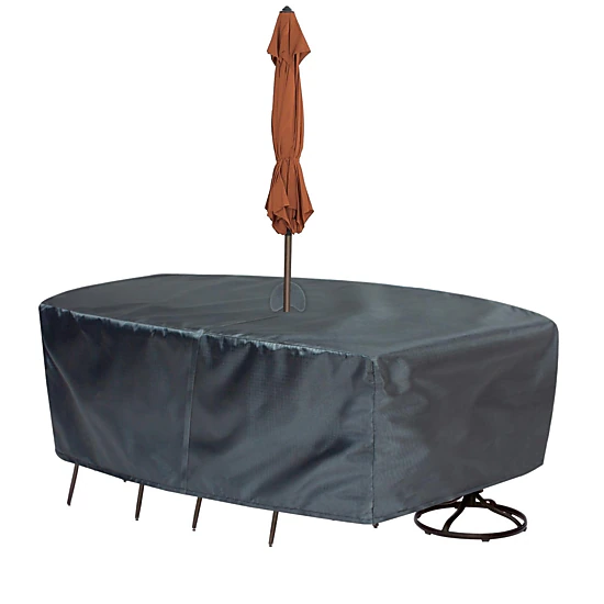 Summerset Shield Mercury Cover Fits Oval/Rectangle Table & Chairs Elastic Closure & Spring Cinch Lock Small