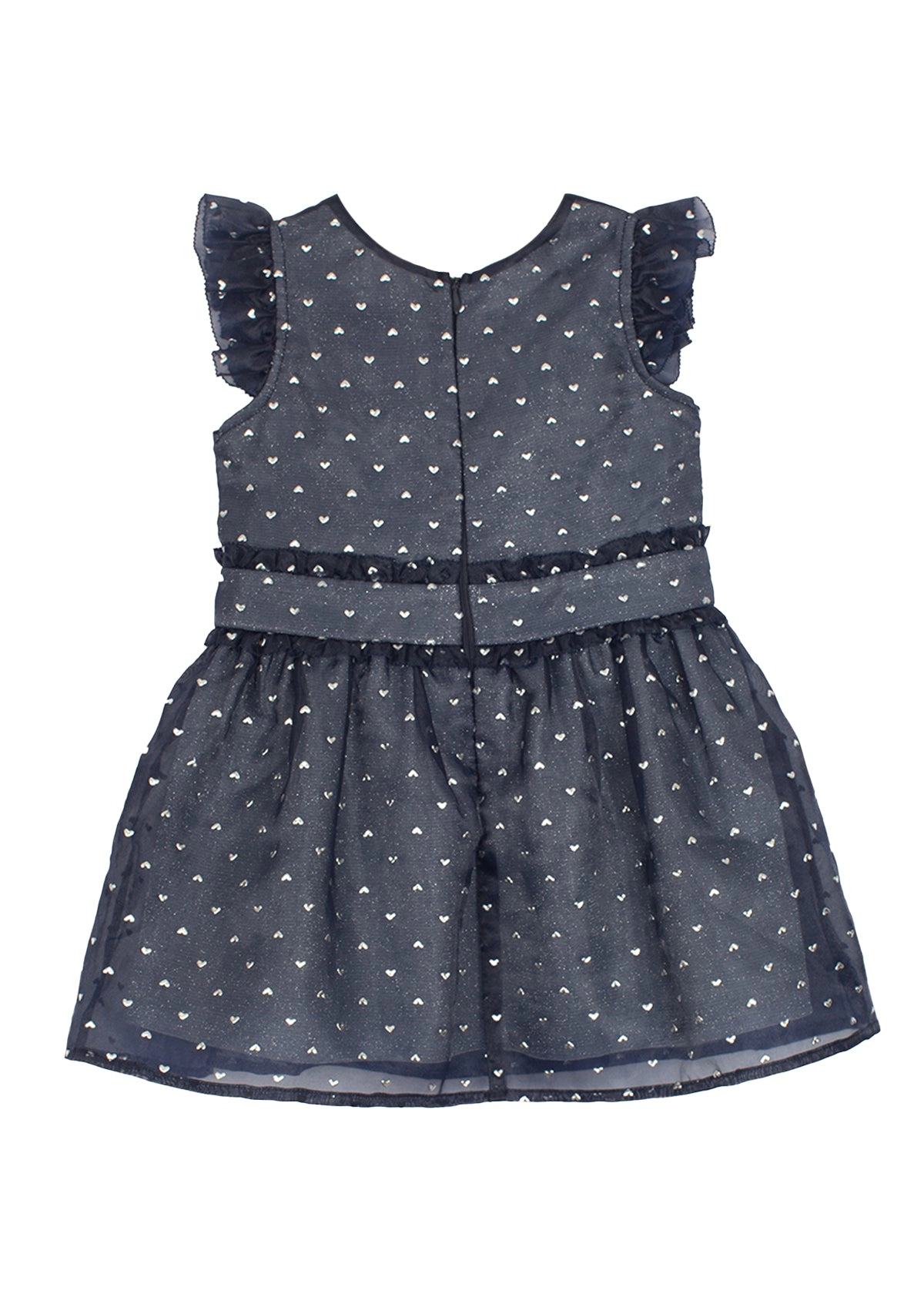 Isobella and Chloe Majesty Flutter Sleeve Organza & Sparkling Knit Dress