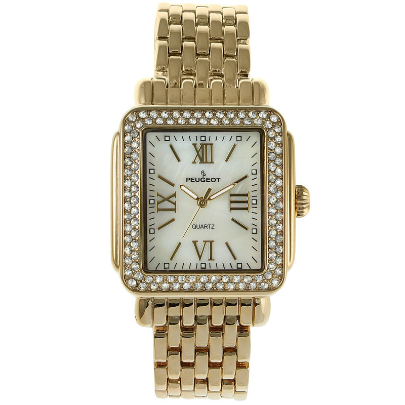 Peugeot Women's Gold Tank Bracelet Watch with Panther Link Gold-Tone Bracelet Strap