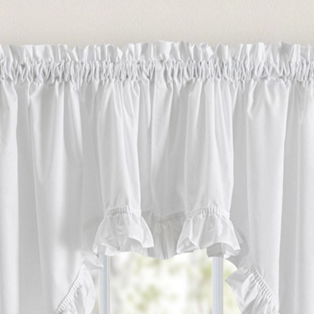 Ellis Home Classic Narrow Ruffle White Color Rod Pocket Swag Curtain Panel, 86" X 38"