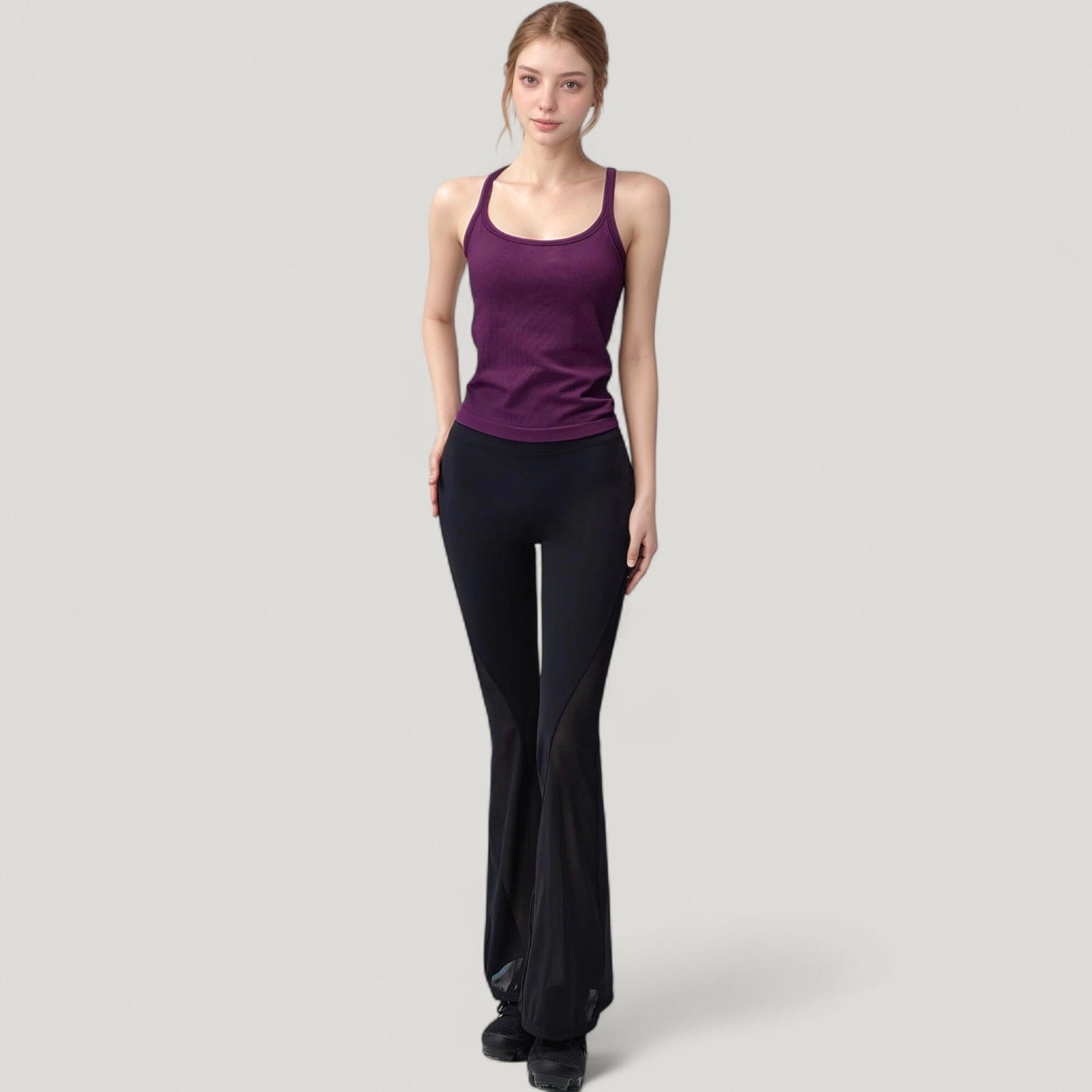 Anna-Kaci Women's Scoop Neck Fitted Activewear Tank Top with Racerback Design and Soft Stretch Fabric