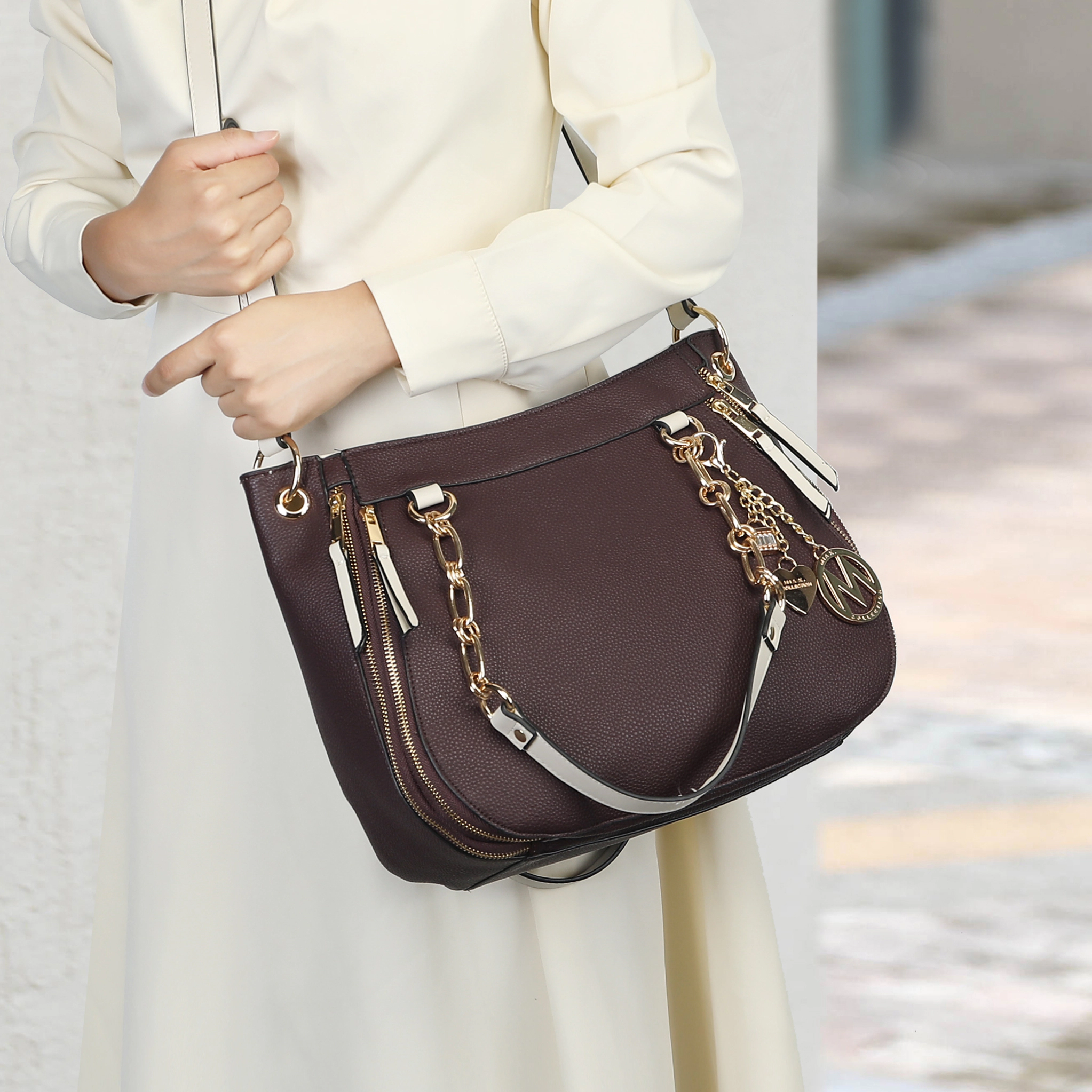 MKF Collection by Mia K Lina Tote Bag and Wallet Set, Solid Vegan Leather
