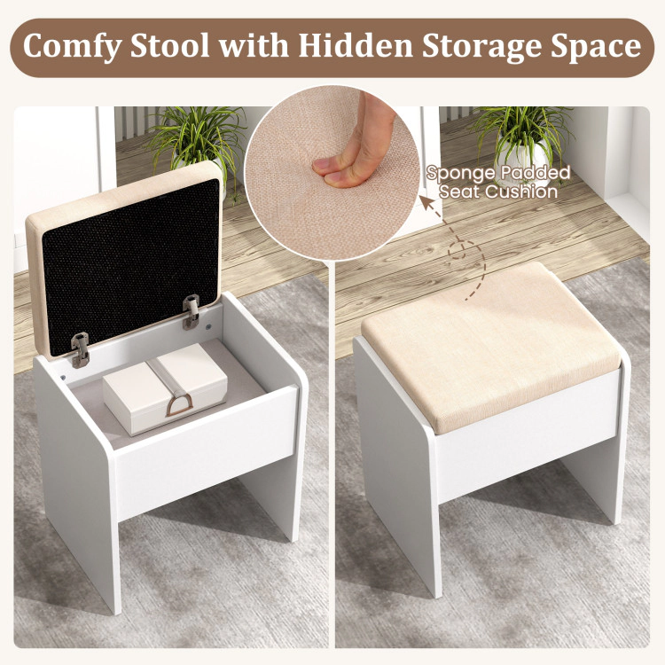 Hivvago Vanity Table Set with Mirror and 3 Lighting Modes