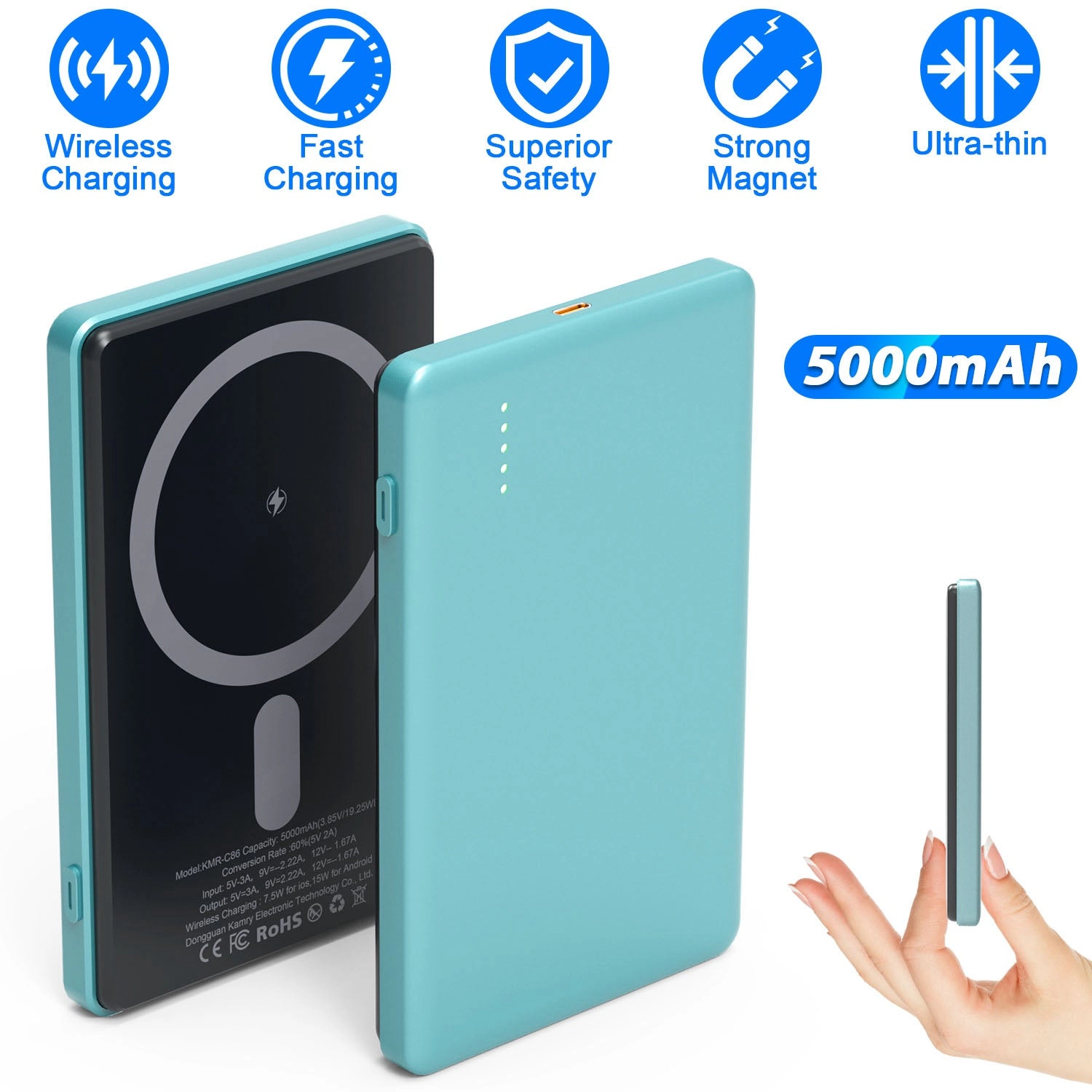GBruno 2-in-1 Slim MagSafe Wireless Power Bank