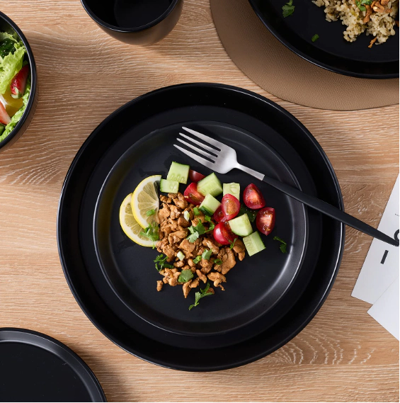 Stone Lain Jules Stoneware 16-Piece Dinnerware Set, Service for 4, Black
