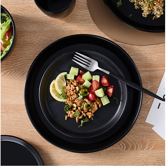 Stone Lain Jules Stoneware 16-Piece Dinnerware Set, Service for 4, Black