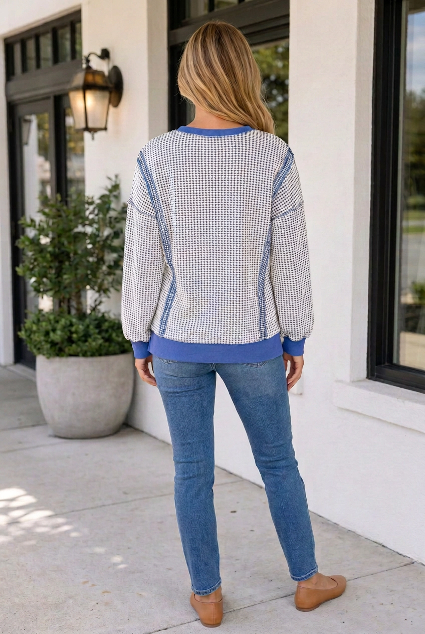 Threaded Pear Women's Kenna Stitching Casual Top