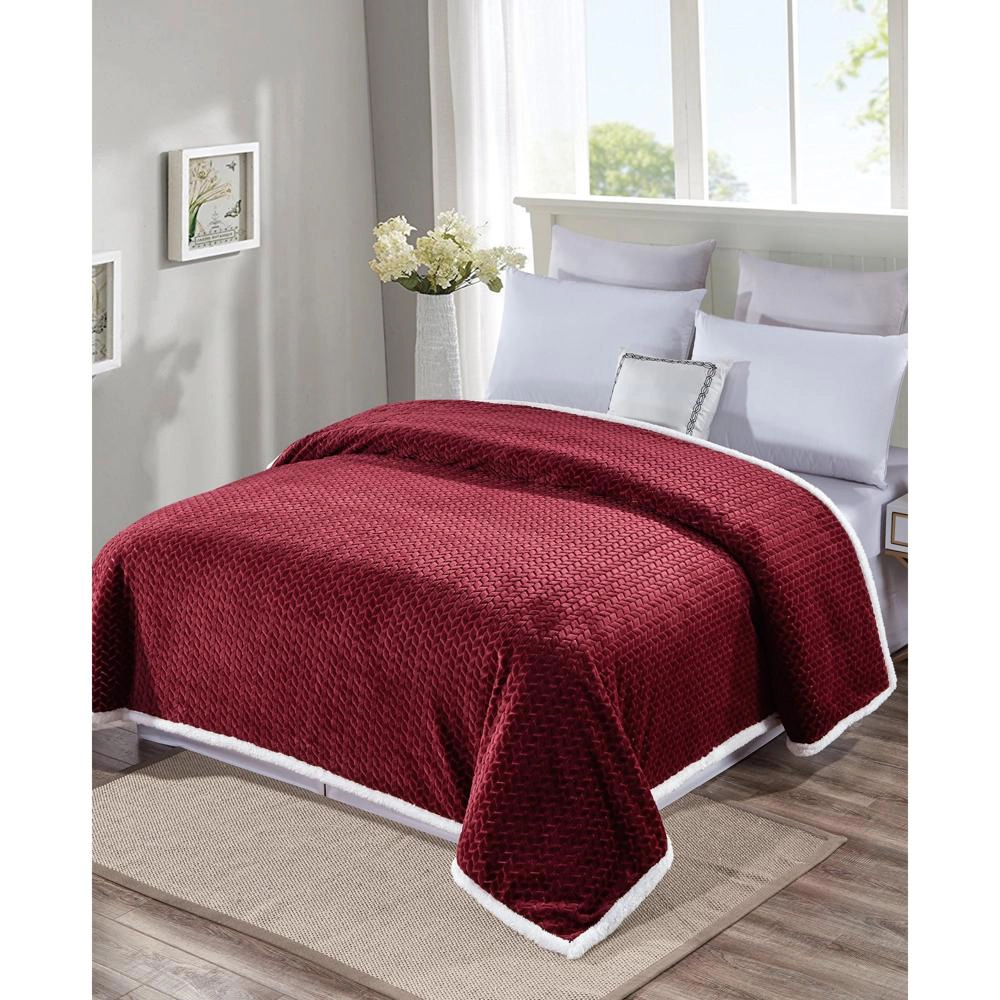 Plazatex Reversible And Comfortable Braided Oversized Sherpa Blanket - King 108x90