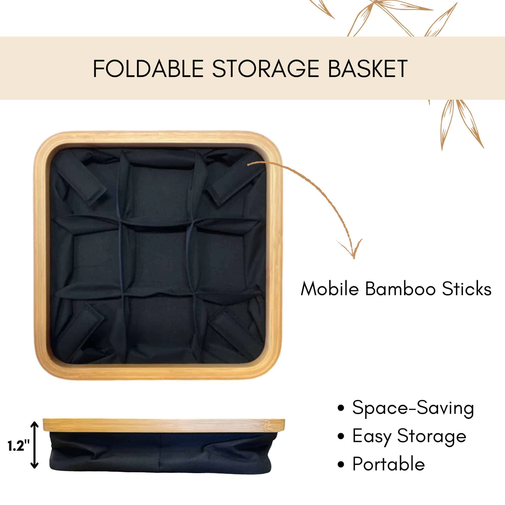 Evideco French Home Goods Bamboo Frame 9-Compartment Foldable Square Organizer