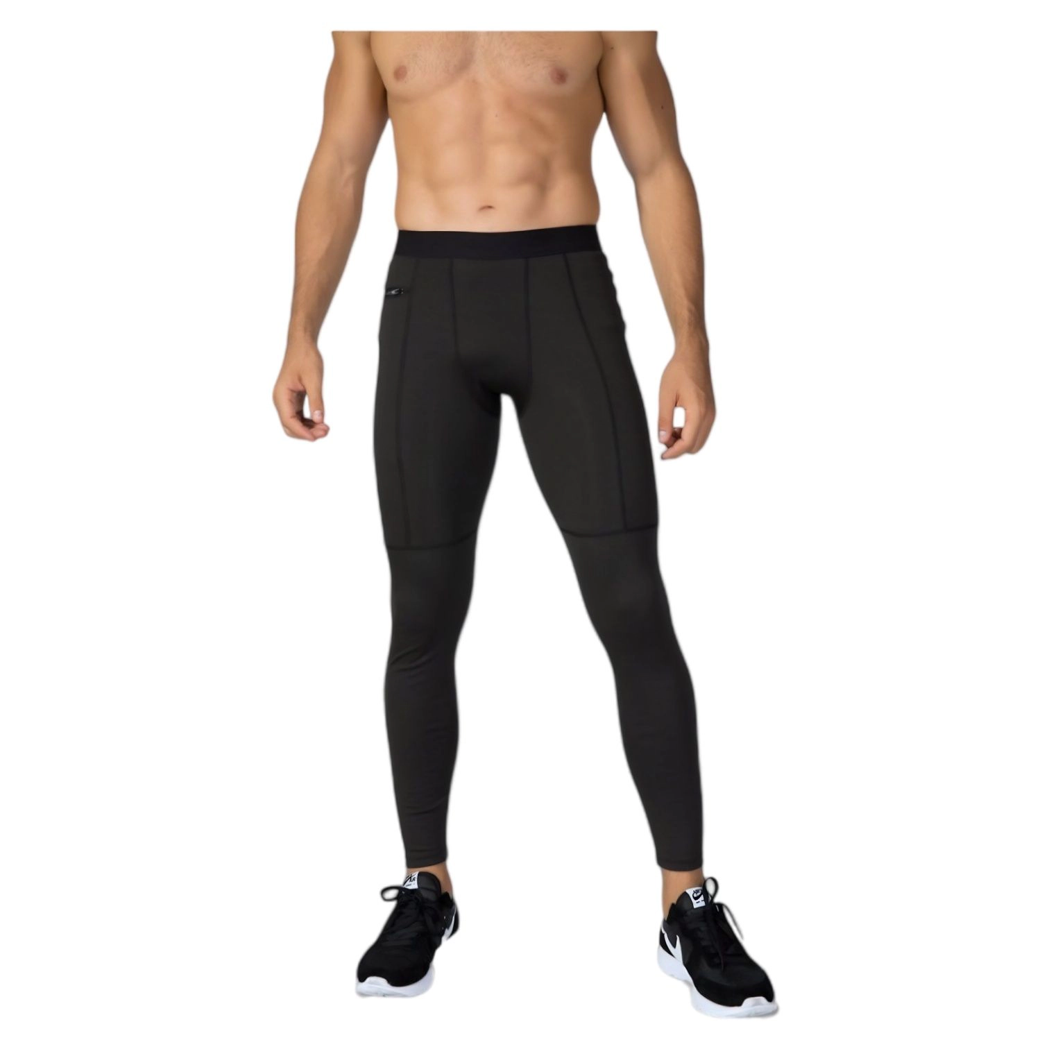 Anna-Kaci Men's Full-Length Active Compression Leggings with Supportive Panel Stitching and Wide Waistband