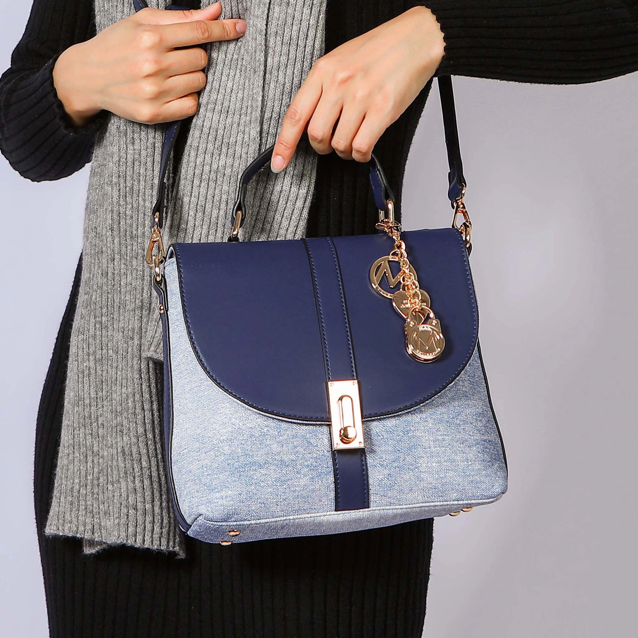 Mia K Collection Maren Vegan Leather Shoulder Bag - Gold-Tone Hardware, Removable Adjustable Strap