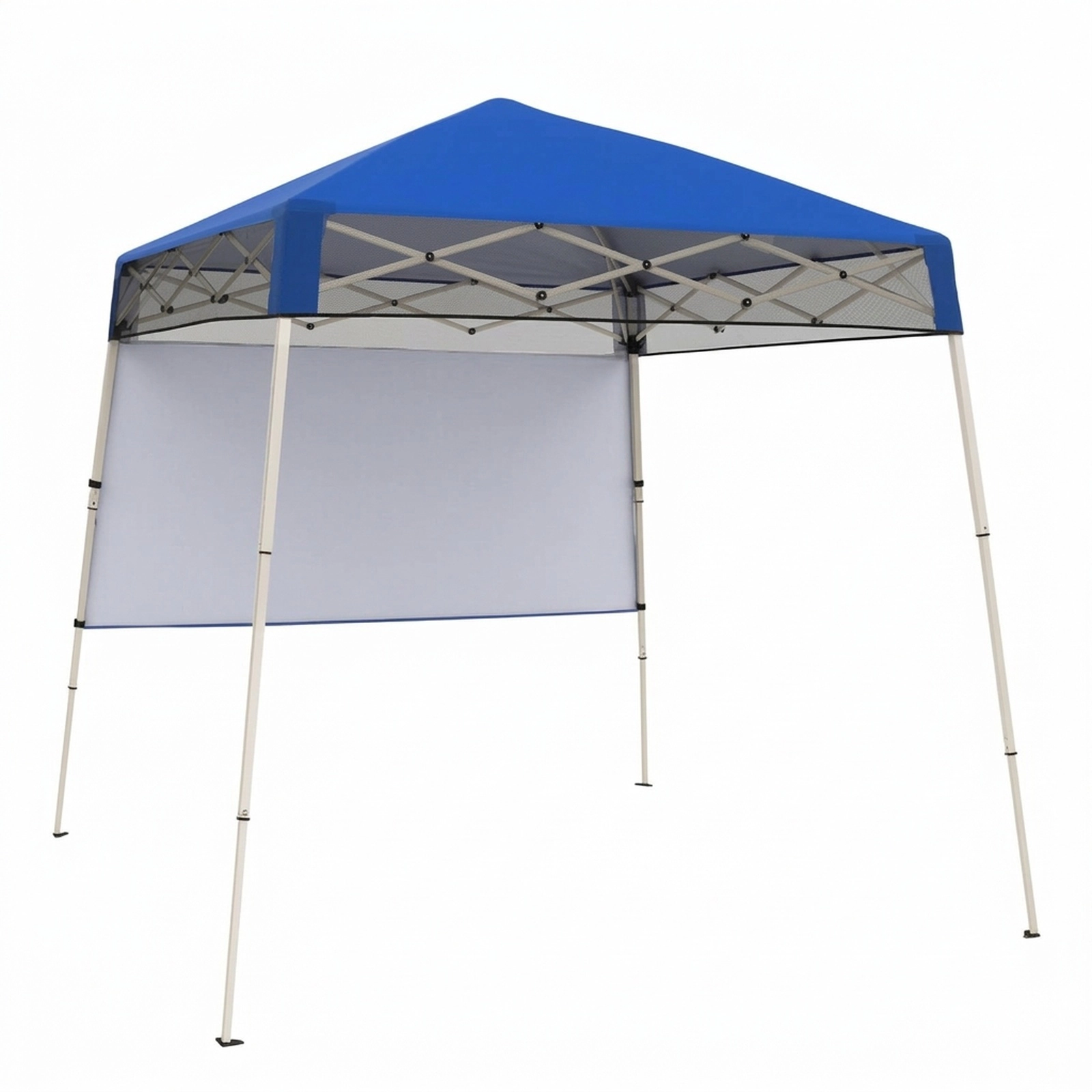SUGIFT Blue Slant Leg Pop Up Canopy Tent with 1 Half Sidewall and 4 Ground Stakes 7-ft W 7-ft D 7.4-ft H