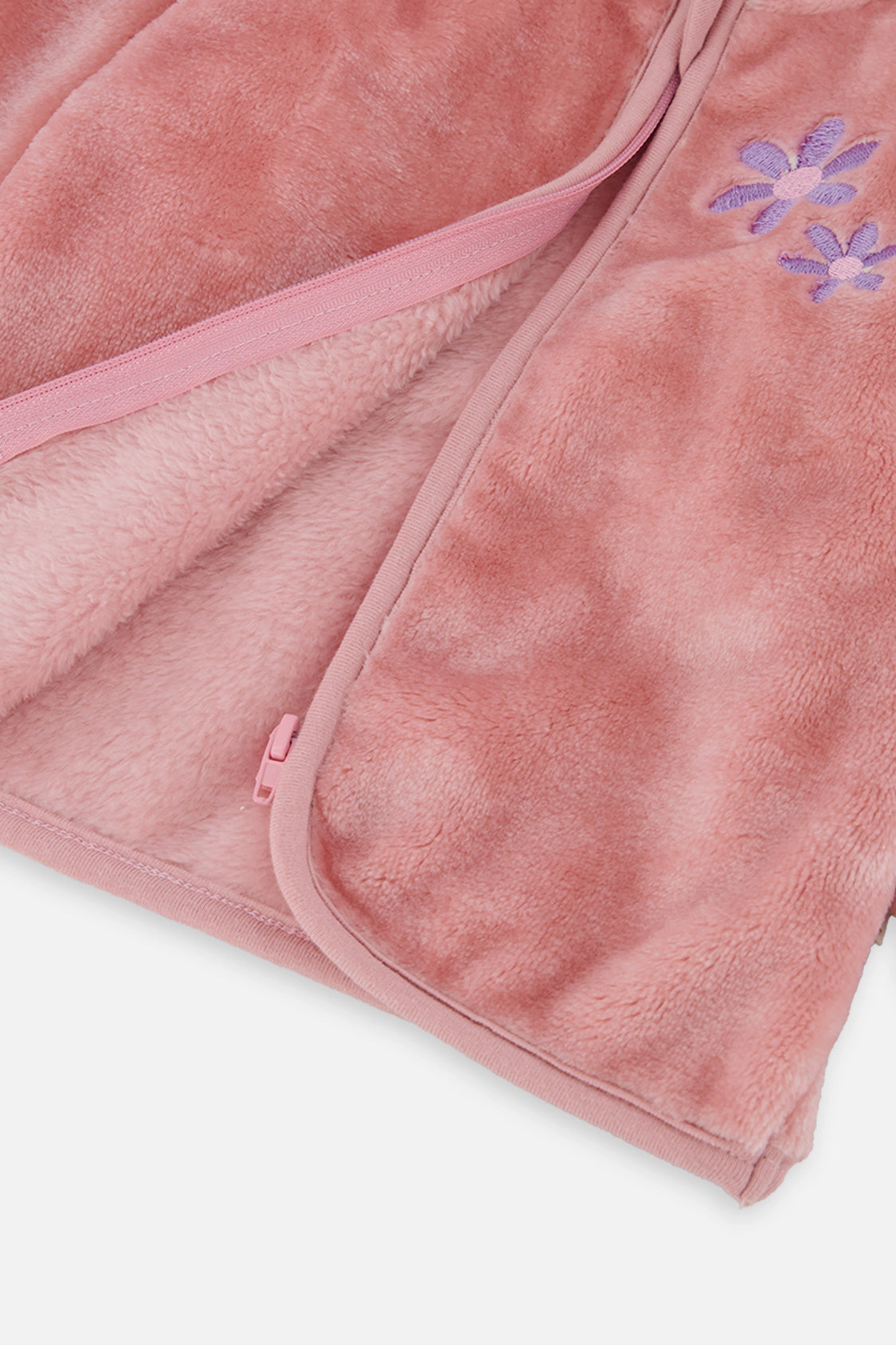 Deux par Girls Plush Flower Embroidered Zip Jacket