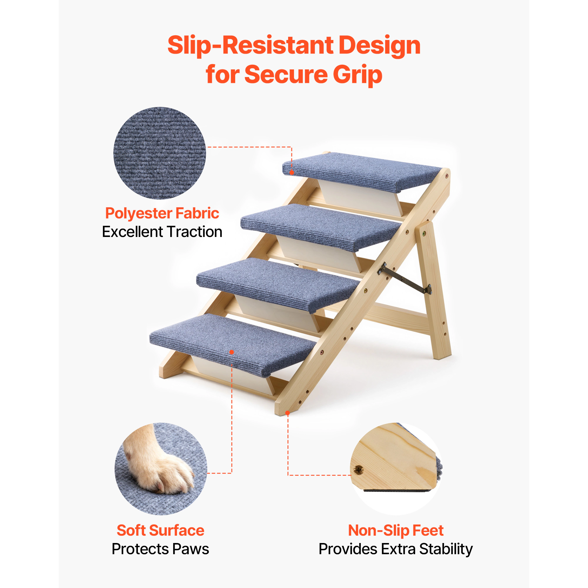 HONGGE Wood Pet Stairs Dog Stairs for Beds Sofa & Cars Capacity Floded Flat Design Stable & Sturdy Cat & Dog Step