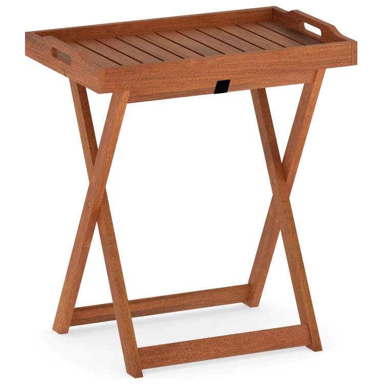 Hivvago Outdoor Patio Solid Wood Tray Table With Removable Top No Assembly Required