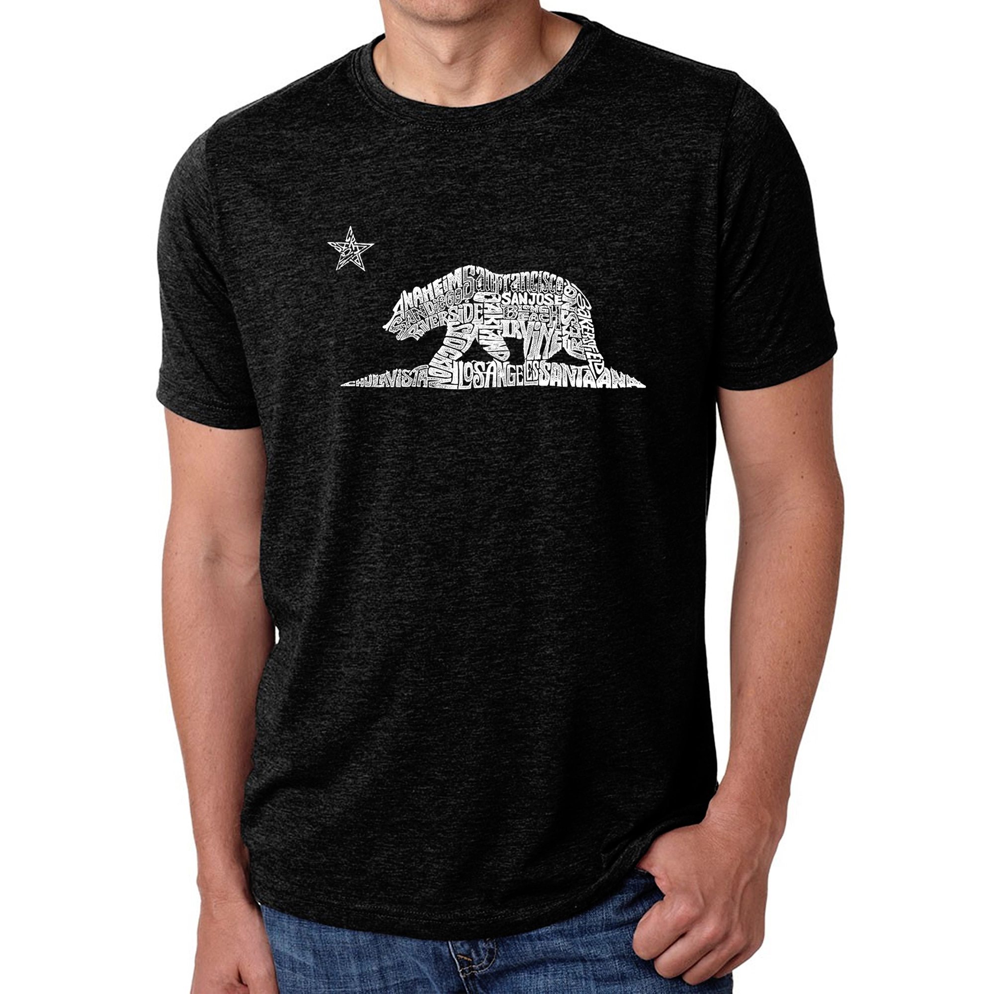 LA Pop Art Men's Cotton-Blend Word T-Shirt - California Bear