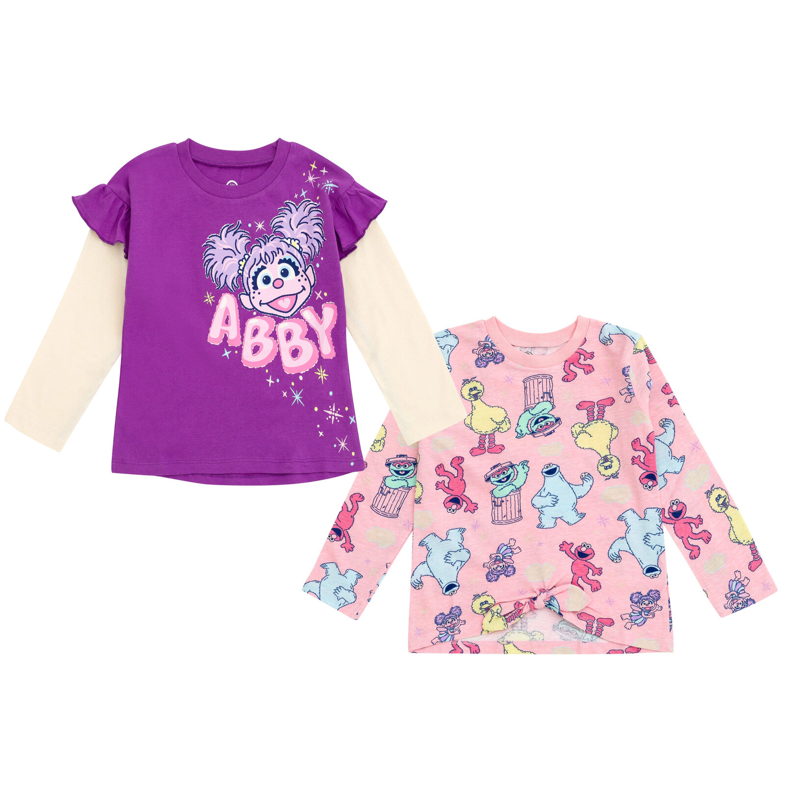 Sesame Street Girls' 2-Pack Long Sleeve T-Shirts