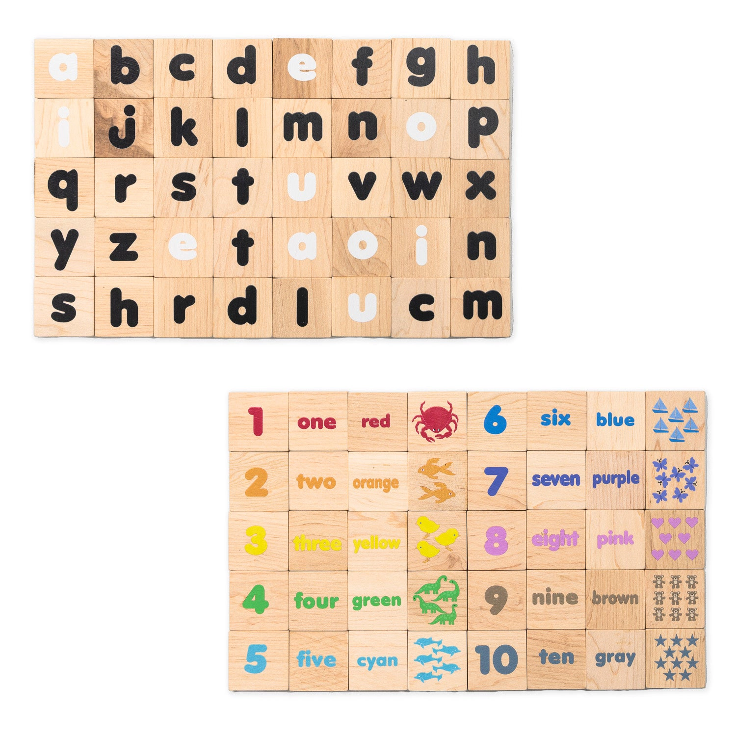 ABCs & 123s Magnetic Learning Tiles - Montessori-Inspired 40-Piece Set - Maple Wood - Made in Canada