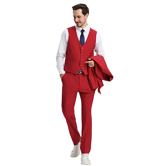 Stacy Adams Mens Regular Fit 3-Piece Solid Suit Set