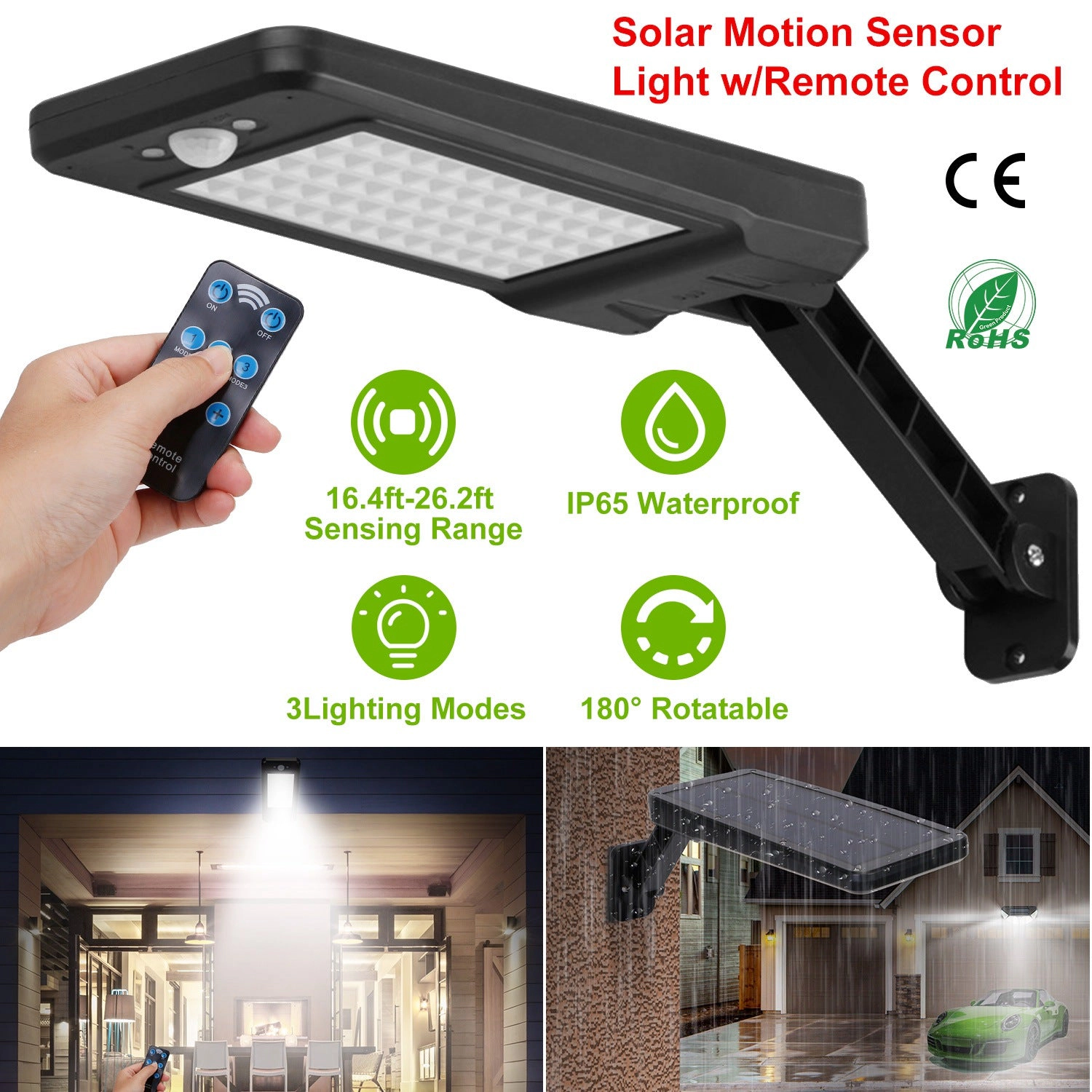 GBruno Solar 60-LED Motion Sensor Wall Light