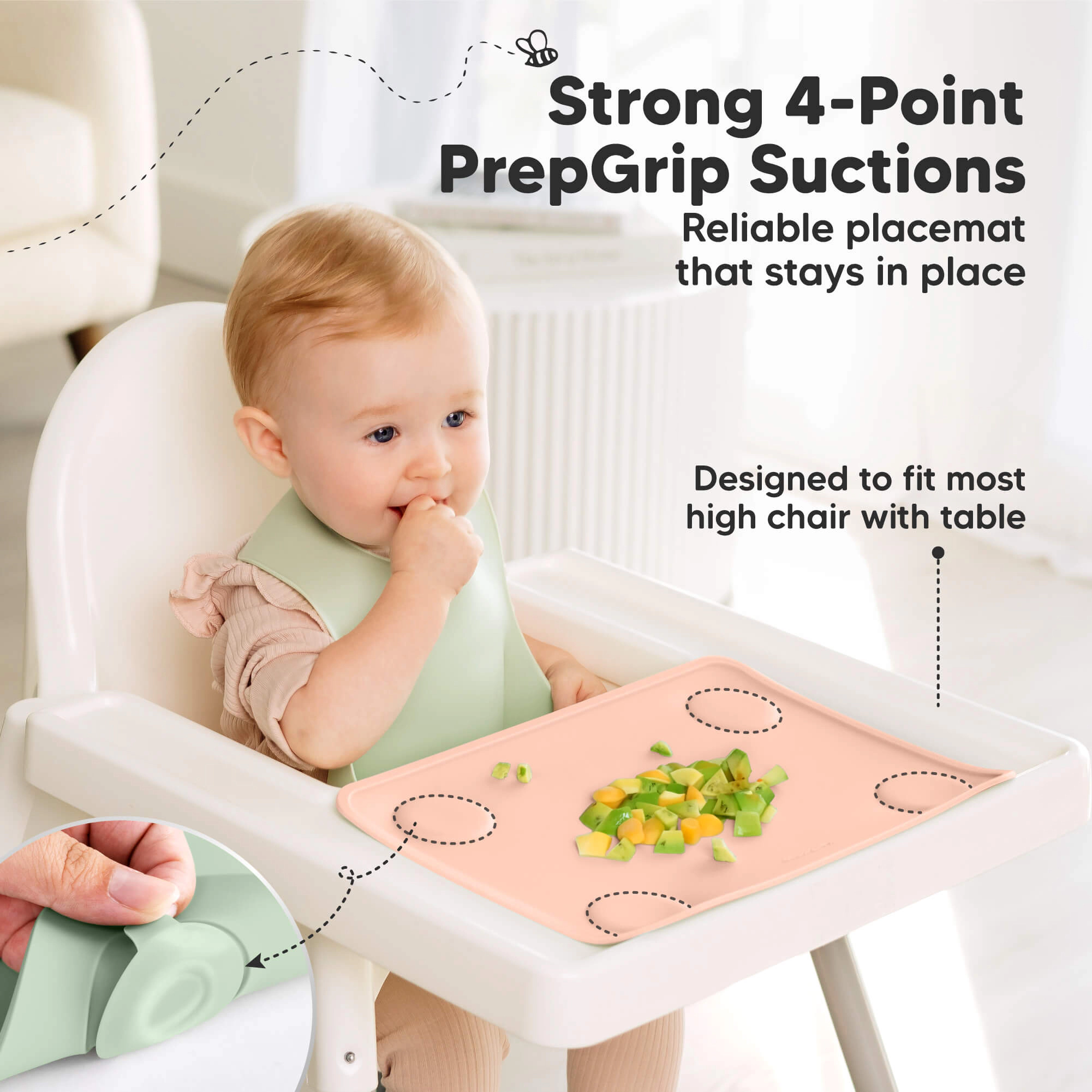 KeaBabies 2-Pack Prep Silicone Placemats, Regular