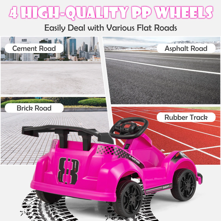 SUGIFT Kids Pink 6V Ride On Go-Kart with Parental Remote Safety Belt and USB Port 33.5-in W 15.7-in H