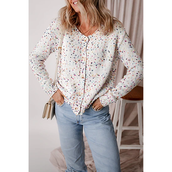 Threaded Pear Women's Vienna Rhinestone Decor Confetti Sweater