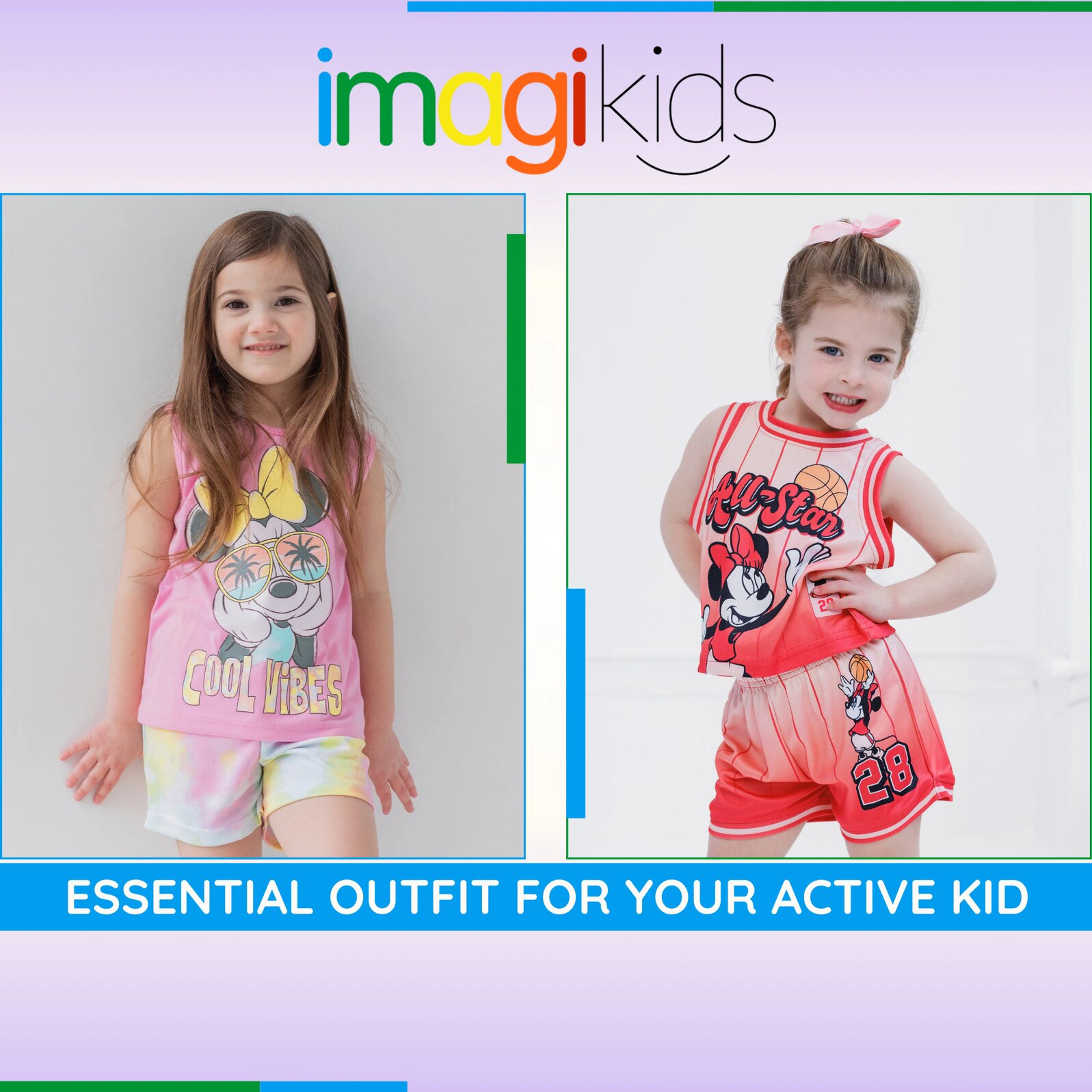 Disney Minnie Mouse Girls' 2-Piece Basketball Jersey and Shorts Set