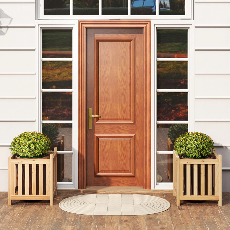 Hivvago Patio Wooden Bench With Planter 2 Person Patio Bench