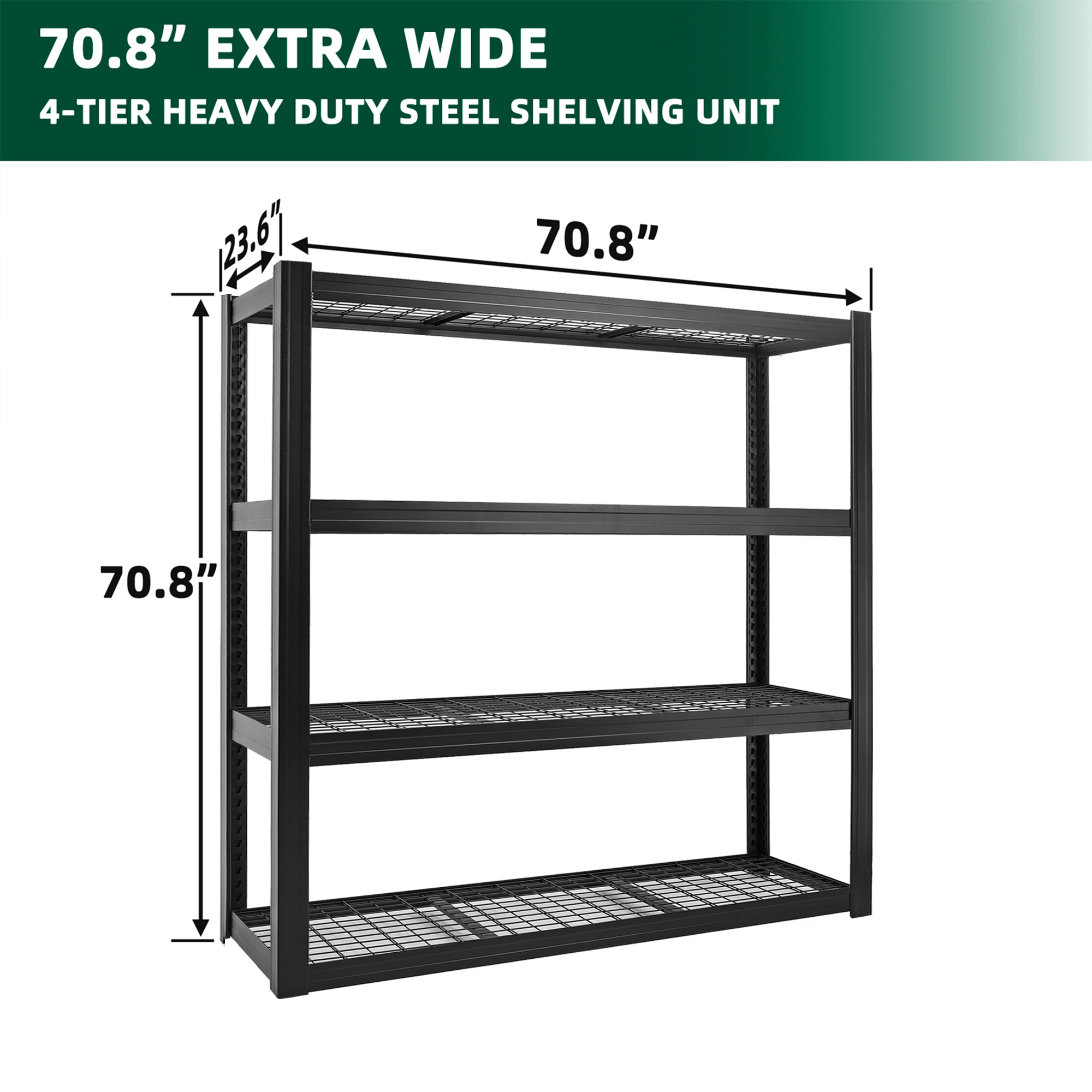 Flynama 4 Tiers Steel Industrial Duty Adjustable Garage Storage Shelving Unit in Black (71 in. W x 71 in. H x 24 in. D)