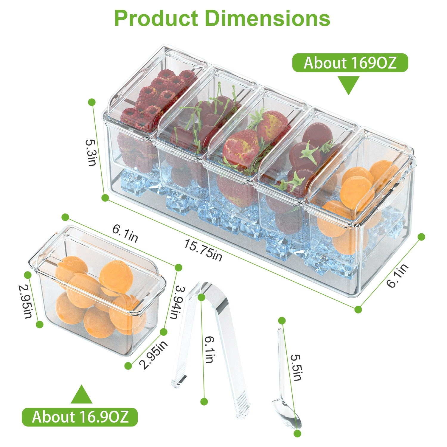 GBruno Ice Chilled Condiment Caddy With 5 Containers
