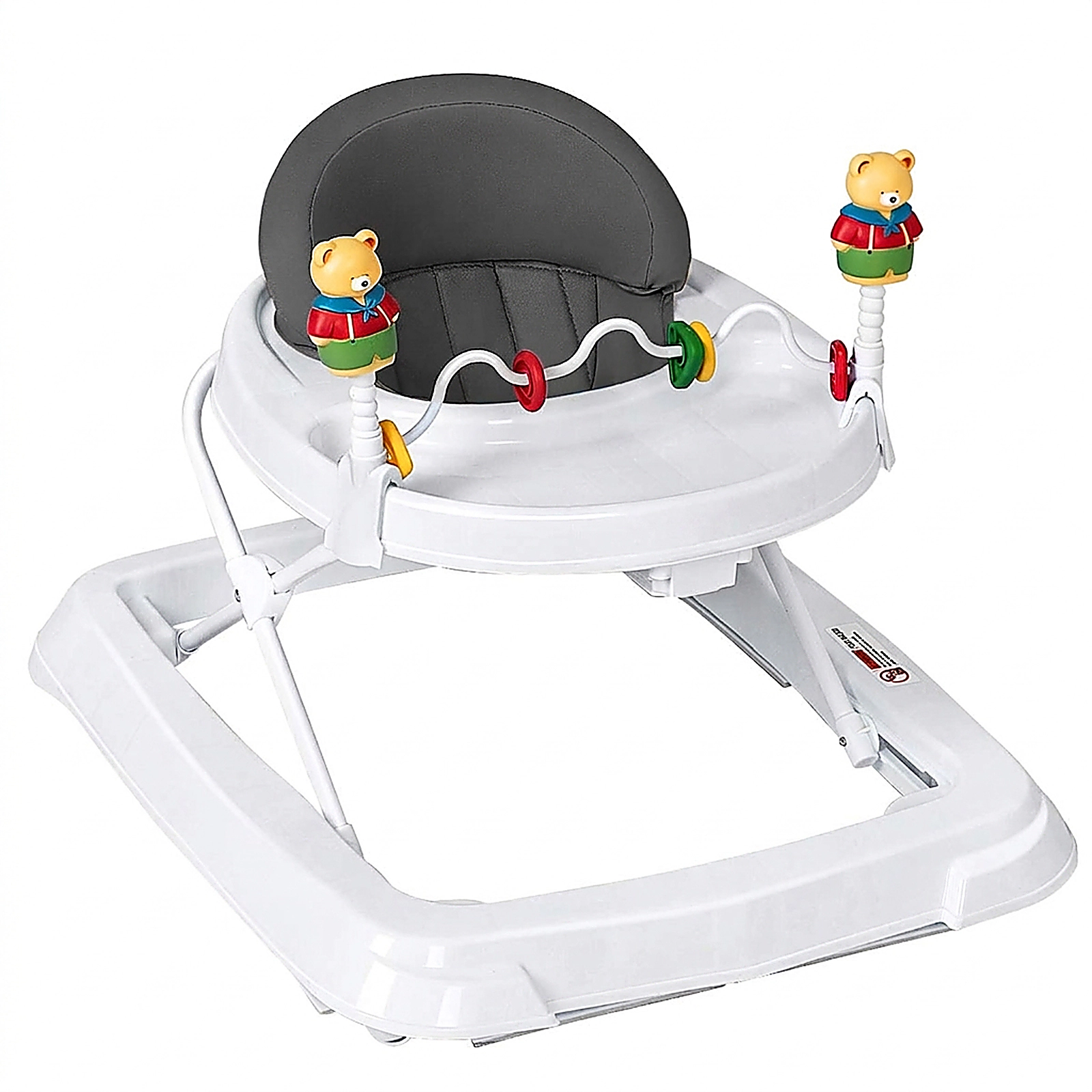 SUGIFT Gray 3 Adjustable Heights and Detachable Padded Seat Foldable Baby Walker
