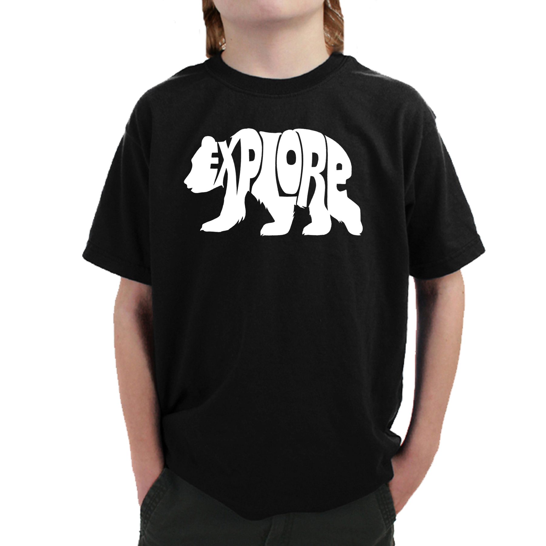 LA Pop Art Boy's Word T-Shirt - Explore