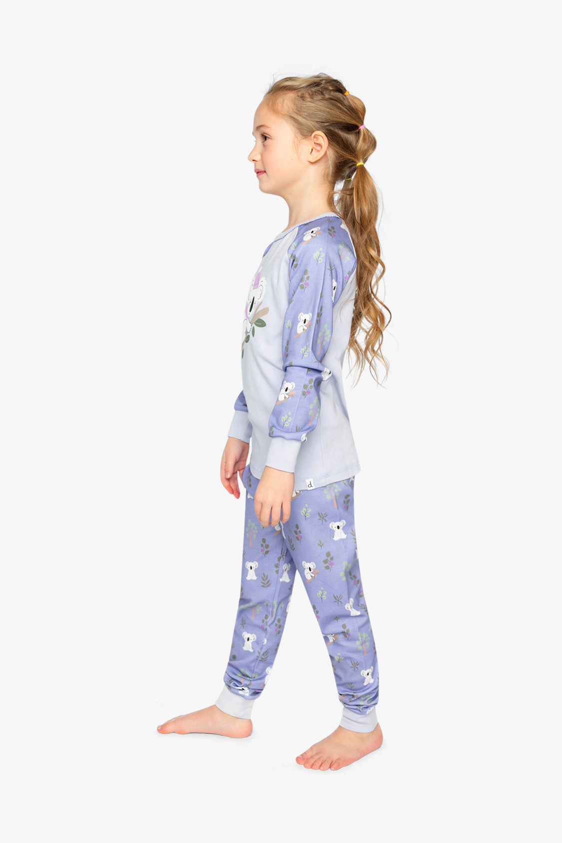 Deux par Girls Organic Cotton Koala Print Two Piece Pajama Set with Raglan Top and Pants