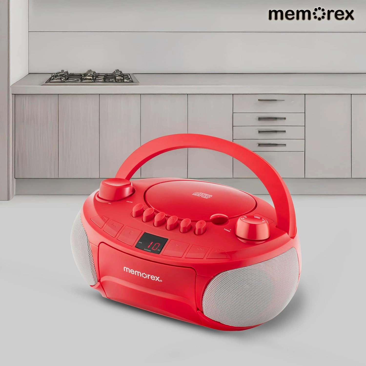 Memorex BCCD50 Portable CD Cassette AM/FM Player, Red